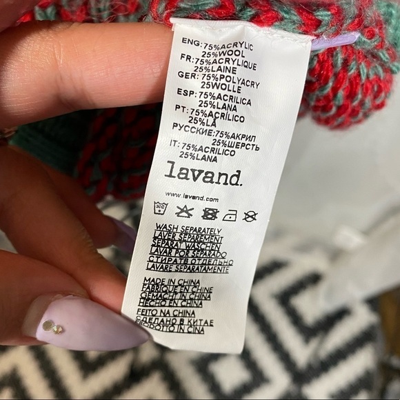 Lavand knit red and green sweater dress size M - Picture 6 of 8